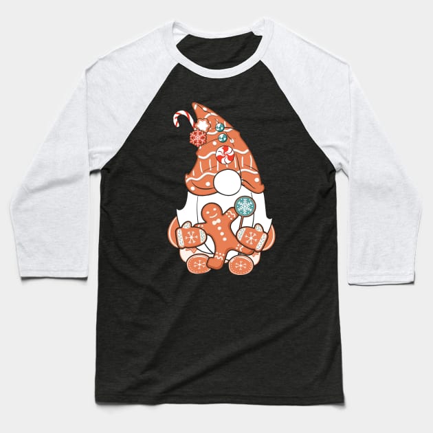 Ginger Gnome Christmas Baseball T-Shirt by MZeeDesigns